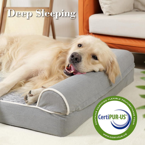 Orthopedic Dog Bed for Large Dogs - Waterproof Egg Crate Foam Pet Bed Mat with Removable Washable Cover, Non-Slip