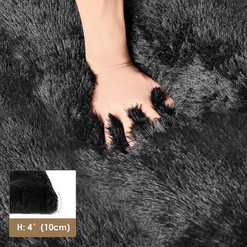 EHEYCIGA Fluffy XXL Dog Crate Pad, Plush Faux Fur Bed for Extra Large Dogs, Washable, Non-Slip Bottom, Black