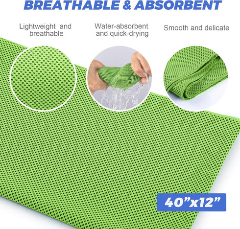 KEAFOLS 10 Pack, 40x12 Cooling Towels for Neck and Face Soft Breathable Sweat Towels, Microfiber Sport Towel for Yoga