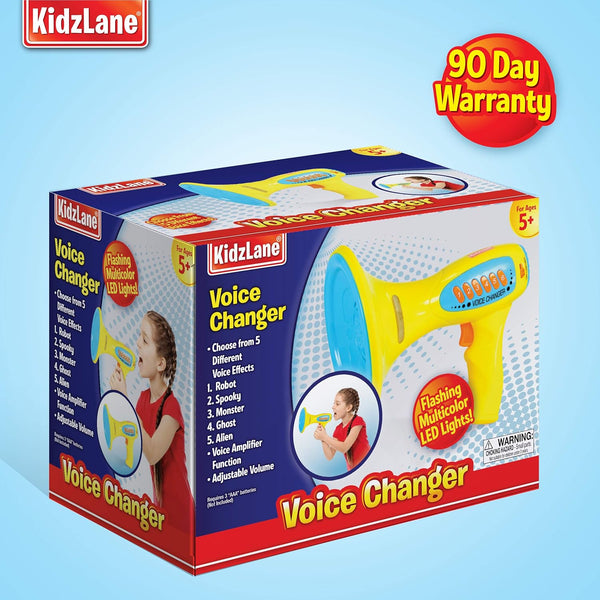 Kidzlane Voice Changer for Kids - Microphone Toy with LED Lights and 5 Sound Effects for Girls, Boys, Teens (Blue)