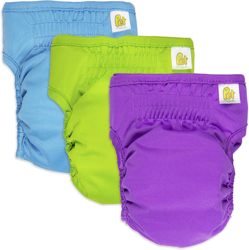Pet Magasin Reusable Washable Dog Diapers (Pack of 3), Highly Absorbent with Strong & Flexible Closure, Solid, X-Small