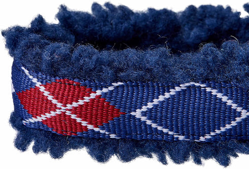 Blueberry Pet Soft Padded Dog Collar, Royal Blue Scottish Argyle Fleece for Small Dogs, Adjustable Neck 9-12.5"