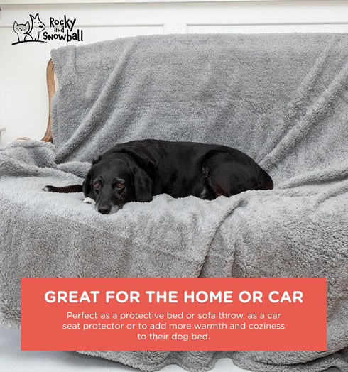 Waterproof Dog Blankets for Large Dogs, Washable Sherpa Blanket for Bed, Pet Covers for Couches, 40x60, Light Grey