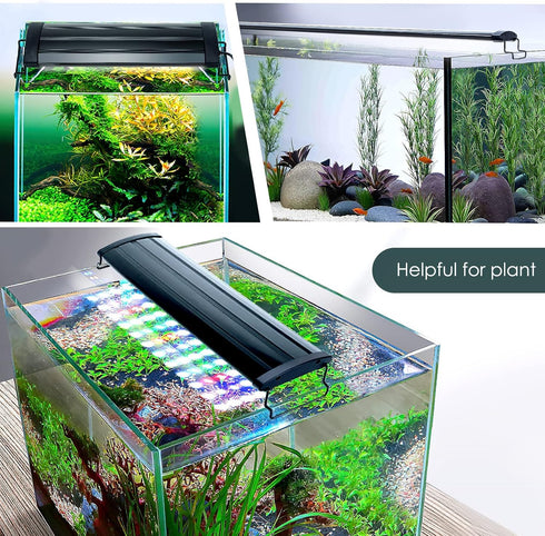 AQQA Full Spectrum LED Aquarium Light - Adjustable 12"-54" Multi-Color White Blue Red Green LEDs for Freshwater Plants