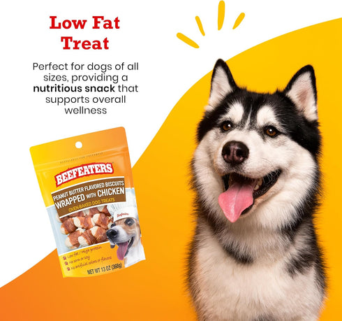 Beefeaters Peanut Butter Biscuits Wrapped with Chicken Dog Treat, 13oz
