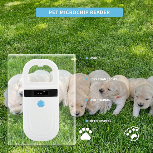 134.2Khz/125Khz B(ISO11784/11785) Gugxiom Pet Microchip Scanner, Pet Microchip Reader with OLED Display, Low Battery