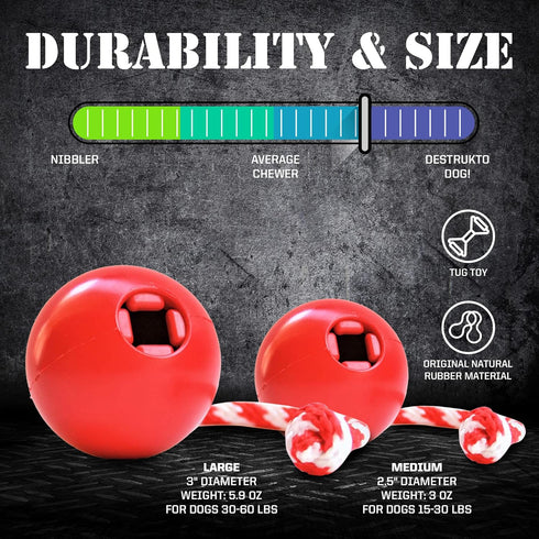 SodaPup USA-K9 Cherry Bomb - Durable Dog Tug Toy, Treat Dispenser & Chew Toy Made in USA from Non-Toxic Rubber