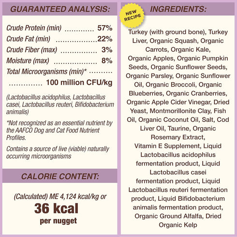 Primal Freeze Dried Cat Food Nuggets Turkey, Complete & Balanced Meal or Topper, 14 oz