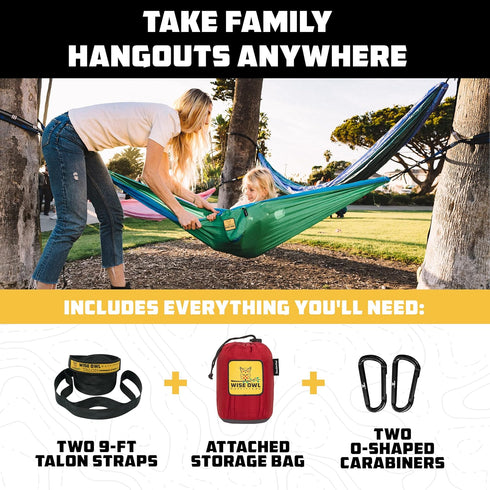 Wise Owl Outfitters Kids Hammock - Small Camping Gear with Tree Straps and Carabiners for Indoor/Outdoor Use