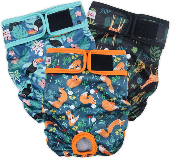 Washable Dog Diapers (3 Pack), Reusable Dog Diapers for Doggie Heat Period,