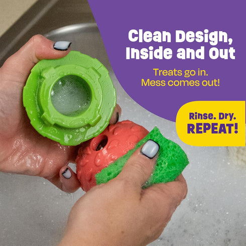 2 Brightkins Tough & Tumble Piece Watermelon Treat Dispenser - Interactive Dog Toys, Treat Dispensing Dog Toys, Slow
