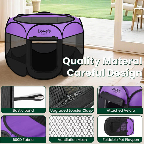 Love's cabin Pet Puppy Dog Playpen, Large Dog Tent Crates Cage Indoor/Outdoor, Portable Playpen for Cat, Foldable Pop