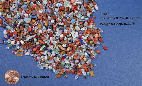 Decorative Tumbled Gravel, Chakra Colorful Crystals Chip, Polished Natural Gem Aquarium Gravel Rocks 100g.