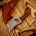 Predator Hunter Handmade Damascus Knife with Leather Sheath, EDC 7” Fixed Blade Bushcraft Knife