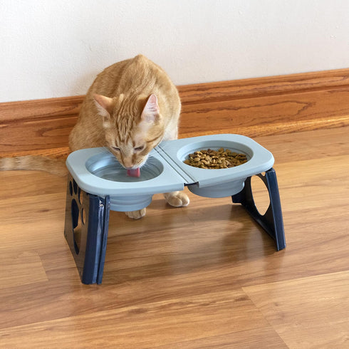 SPORT PET Elevated Travel Folding Bowls - Blue