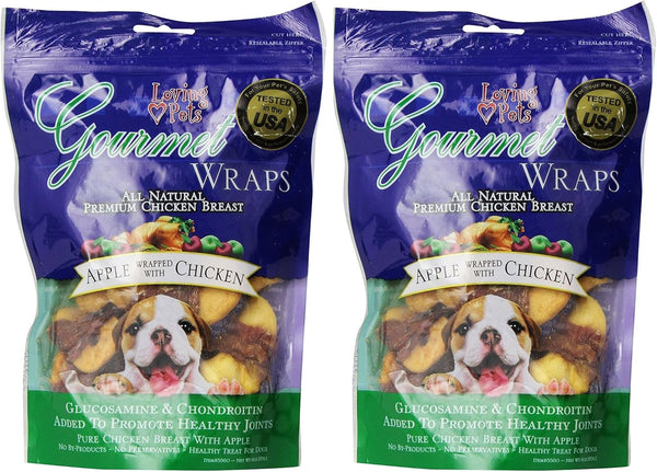 (2 Pack) Loving Pets All Natural Premium Apple and Chicken Wraps with
