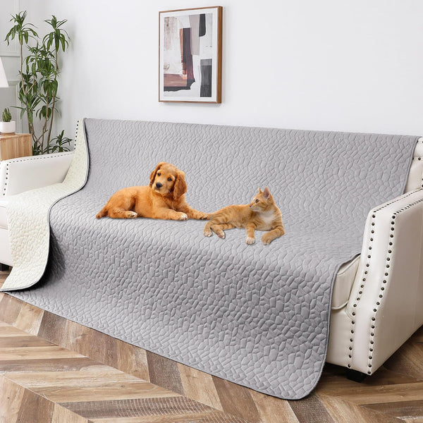 Waterproof Dog Blanket, Washable Anti-Slip Couch Covers for Sofa, Pet Hair Resistant Protector, 68x82, Light Grey