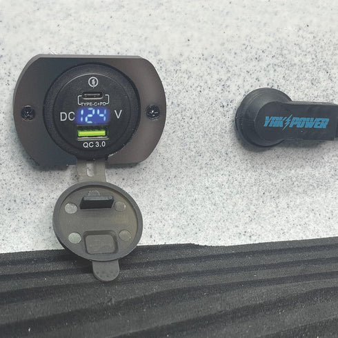 Yak-Power QC3.0 YP-UMP48 Yak Power | Dual USB-C and USB Fast Charging Port with Voltmeter |