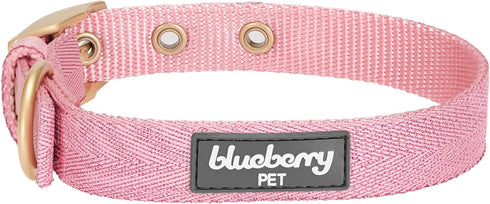 Blueberry Pet Designer Adjustable Dog Collar, Mixed Metallic Thread in Dazzling Tinsel Pink, Neck 7.5-10", for Small