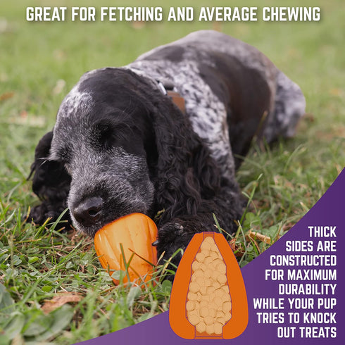 Chew King Premium Treat Dog Toy, Extremely Durable Natural Rubber, Bacon Flavored, Medium Orange