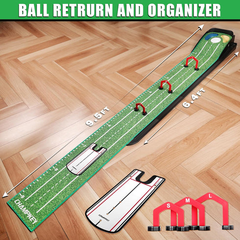 CHAMPKEY Professional Hazard Golf Putting Green Come with Golf Putting Gates and Putting Mirror - Progressive Slope