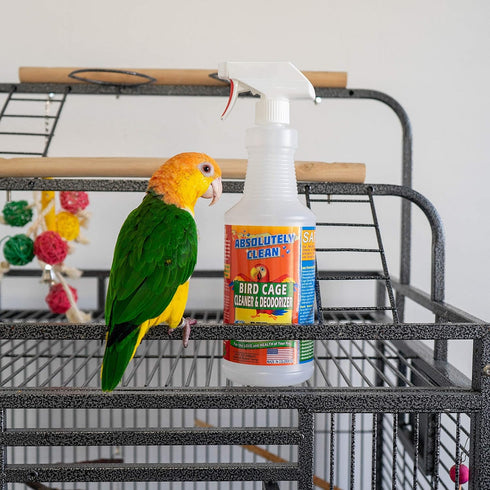 (32oz Pack 1) Absolutely Clean Amazing Bird Cage Cleaner and Deodorizer - Just Spray/Wipe - Safely & Easily Removes