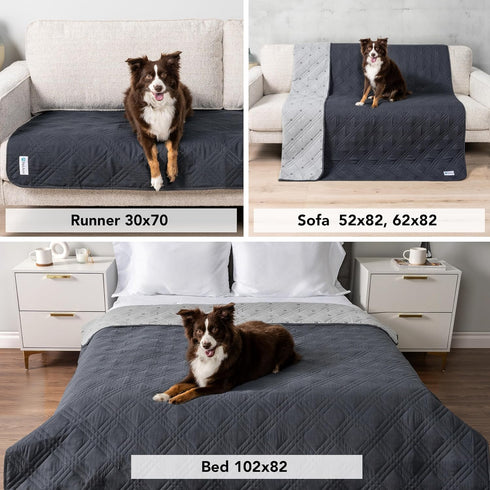 PetAmi Waterproof Couch Cover for Dogs, Reversible Sofa Protector, Washable Blanket for Pet Cat Bed, 102x82 Gray