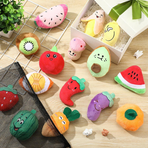 Tasdurian 15 Pack Squeaky Dog Toys with a Carrying Bag Plush Small Dogs Toy Stuffed with Squeakers Irresistibly Cute