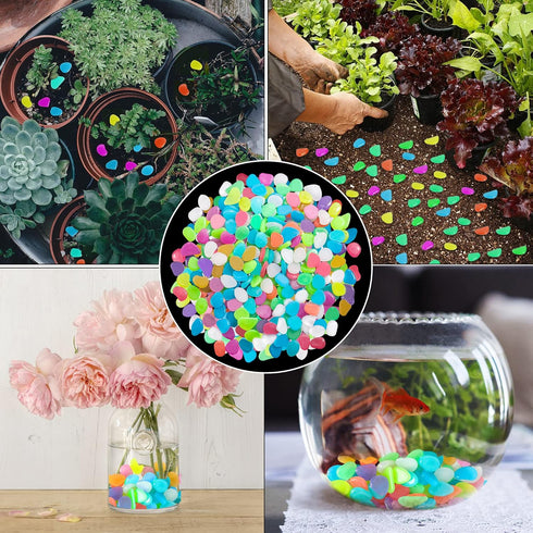350 PCS Luminous Stones, Mixed Color Glow Rocks for Aquarium, Garden Path, Patio, Lawn Ornaments FD05MX350