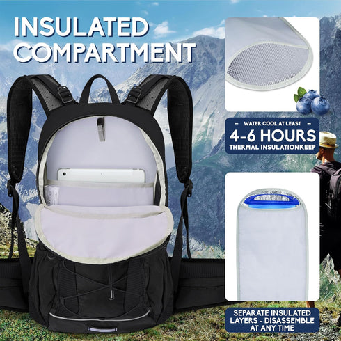 Hydration Backpack 3L Water Bladder, Insulation Daypack with Rain Cover for Cycling Hiking