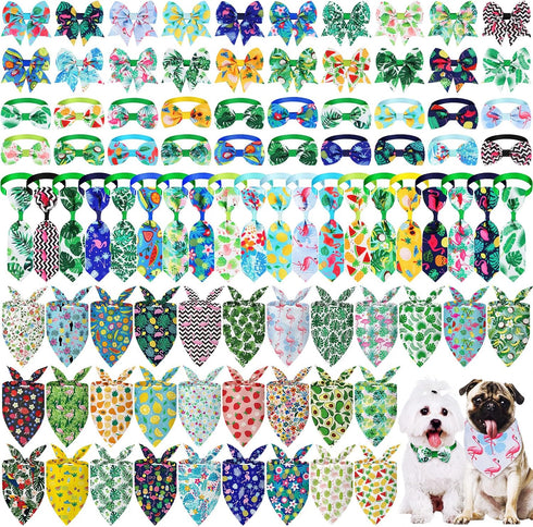 Reginary 120 Pcs Dog Bandanas for Summer Bulk Dog Bows Set Bow