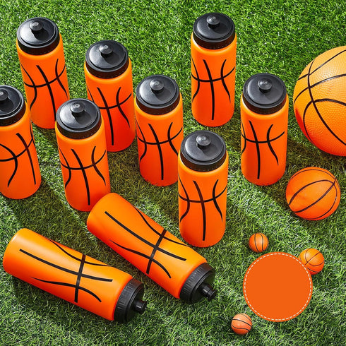 Yaomiao 12 Pcs 20 oz Basketball Water Bottle for Boys, Reusable BPA Free Squeeze Bottles