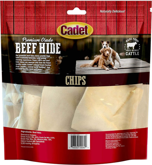 Cadet Premium Grade Beef Hide for Dogs, Long Lasting Rawhide Chews, Chips, Curls & Rolls