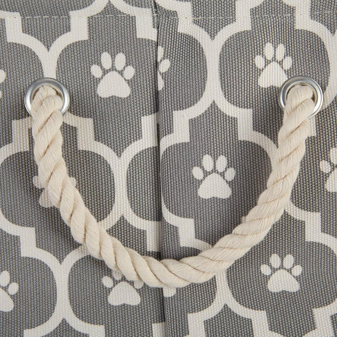 Bone Dry Pet Storage Collection, Lattice Paw Print, Gray, Small Round Storage Container