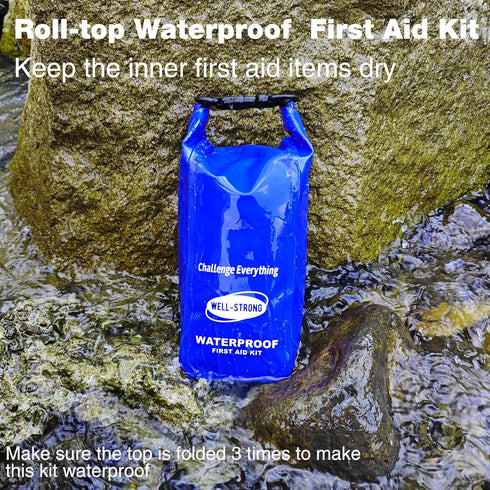 Boat First Aid Kit Waterproof, WELL-STRONG Marine Emergency Kit with Roll Top Dry Bag for Boating Fishing Kayaking