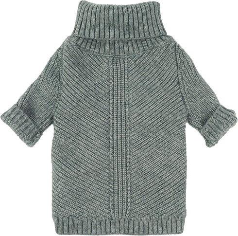 Fitwarm Dog Turtleneck Sweater - Thermal Knitted Pet Coat for Small Dogs, Cat Apparel, Heather Grey, Large