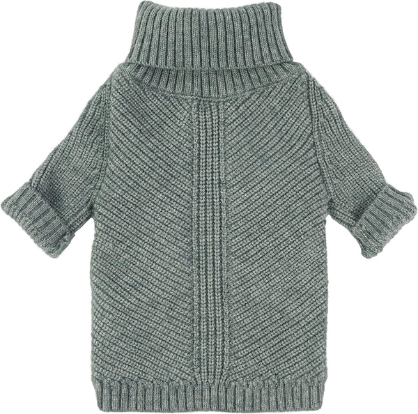Fitwarm Dog Turtleneck Sweater - Thermal Knitted Pet Coat for Small Dogs, Cat Apparel, Heather Grey, Large