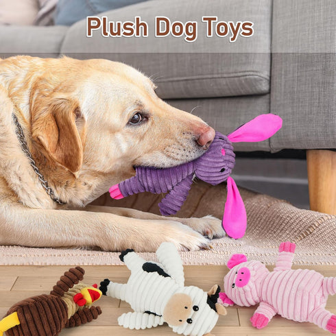 5 Pack, Prime Pets Dog Toys, Plush Dog Squeaky Toys, Assortment Value Bundle Animal Pet Toy for Small Medium Large