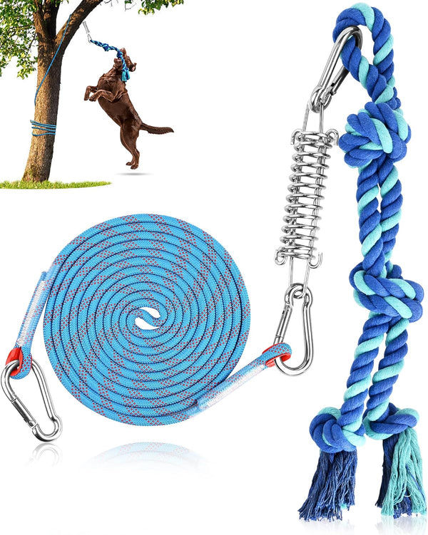 Petbobi Bungee Dog Toy, Tree Tug Toy for Pitbulls, Interactive Exercise Toy with Durable Rope, Blue