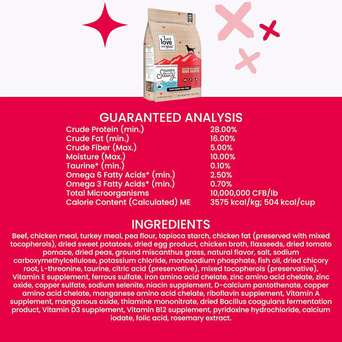 I AND LOVE AND YOU Baked and Saucy Dry Dog Food - Beef + Sweet Potato, Prebiotic + Probiotic, Grain Free, 10.25 lb Bag