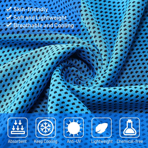 100 Pack BBTO Cooling Towel - Microfiber Cold Sports Sweat Rags Neck & Face Breathable Ice Chilly Towel for Gym Yoga