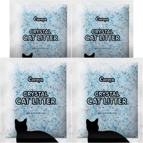 COCOYO Crystal Cat Litter, Silica Gel Cat Litter, 17.2 Lbs Value Pack (4.3 Lbs x 4)