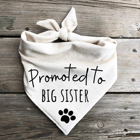 Generic Dog Bandanas Baby Announcement Pregnancy Announcement Promoted to Big Sister Oatmeal Beige Minimal (Large)