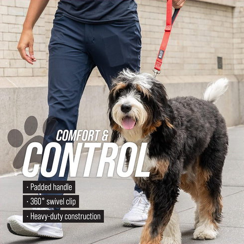 Leashboss Short Dog Leash - Padded Traffic Handle for Dog Training, Comfortable Walking
