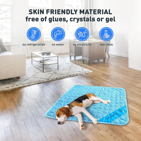 Self Cooling Mat for Dogs with Free String Bag - Washable & Portable Soft Pad for Indoor or Outdoor Use