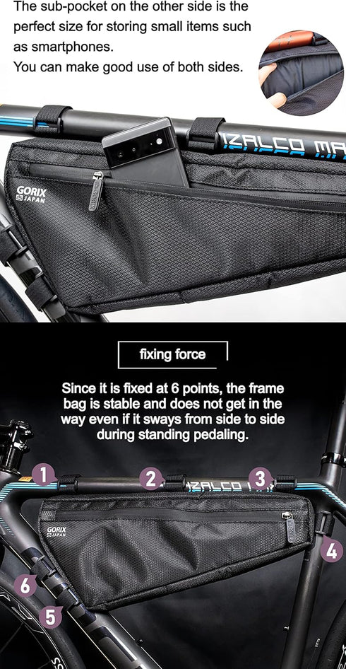 GORIX Bike Triangle Bag, 3L Waterproof Frame Bag for Cycling Road Mountain Bicycle (GX-FB WEB)
