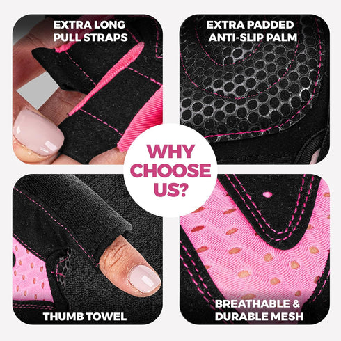 MhIL Workout Gloves for Women Breathable Gym Gloves for Women with Palm Protection and Enhanced Grip Padded Weight