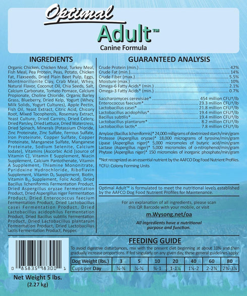 Wysong Optimal Adult Canine Formula Dry Dog Food, 5 Pound Bag, Model: WDCOA5
