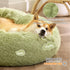 Bedsure Calming Dog Bed for Medium Dogs, Donut Washable Pet Bed, Anti-Slip Round Fluffy Faux Fur, Green, 30 inches.