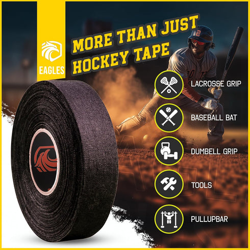 Hockey Tape Multipurpose Cloth Tape Roll for Lacrosse, Baseball & Softball, Easy Tear Over Grip - Sports Gift